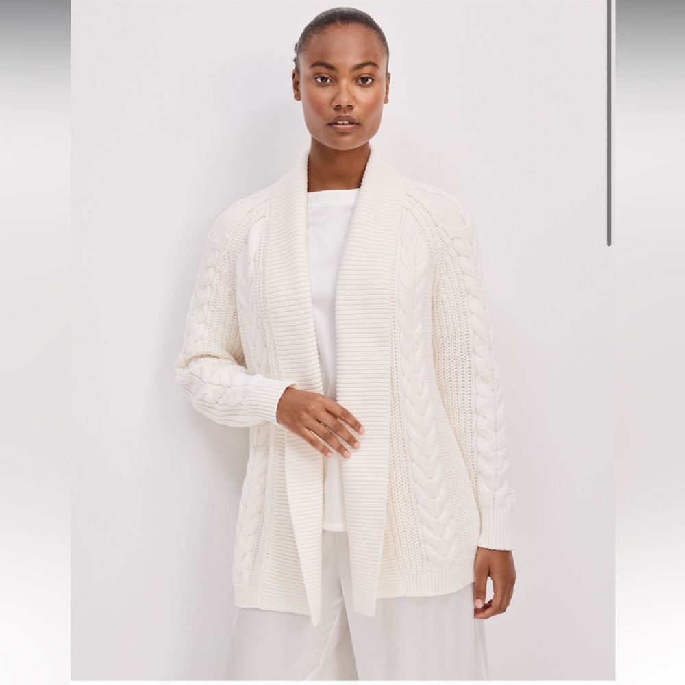 Haven Well Within White Open Cable Knit‎ Cardigan XL New Retail $118